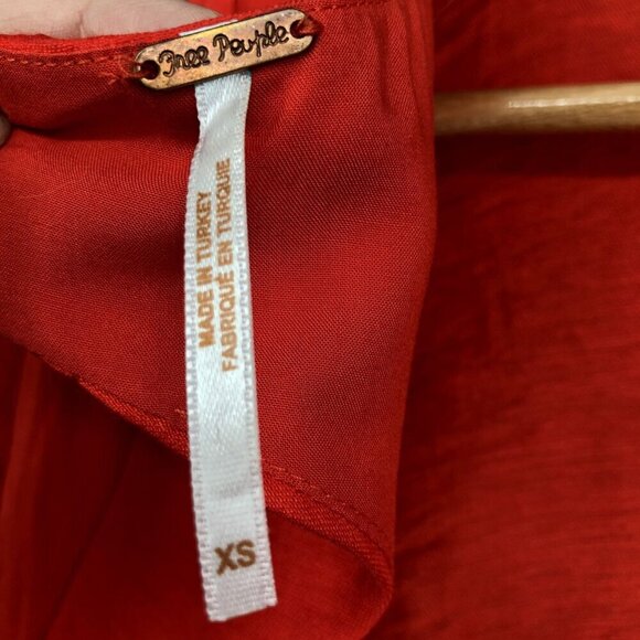 Free People Women's Stella Cutout Crop Top XS Red Linen Blend Going Out Top - Picture 3 of 8